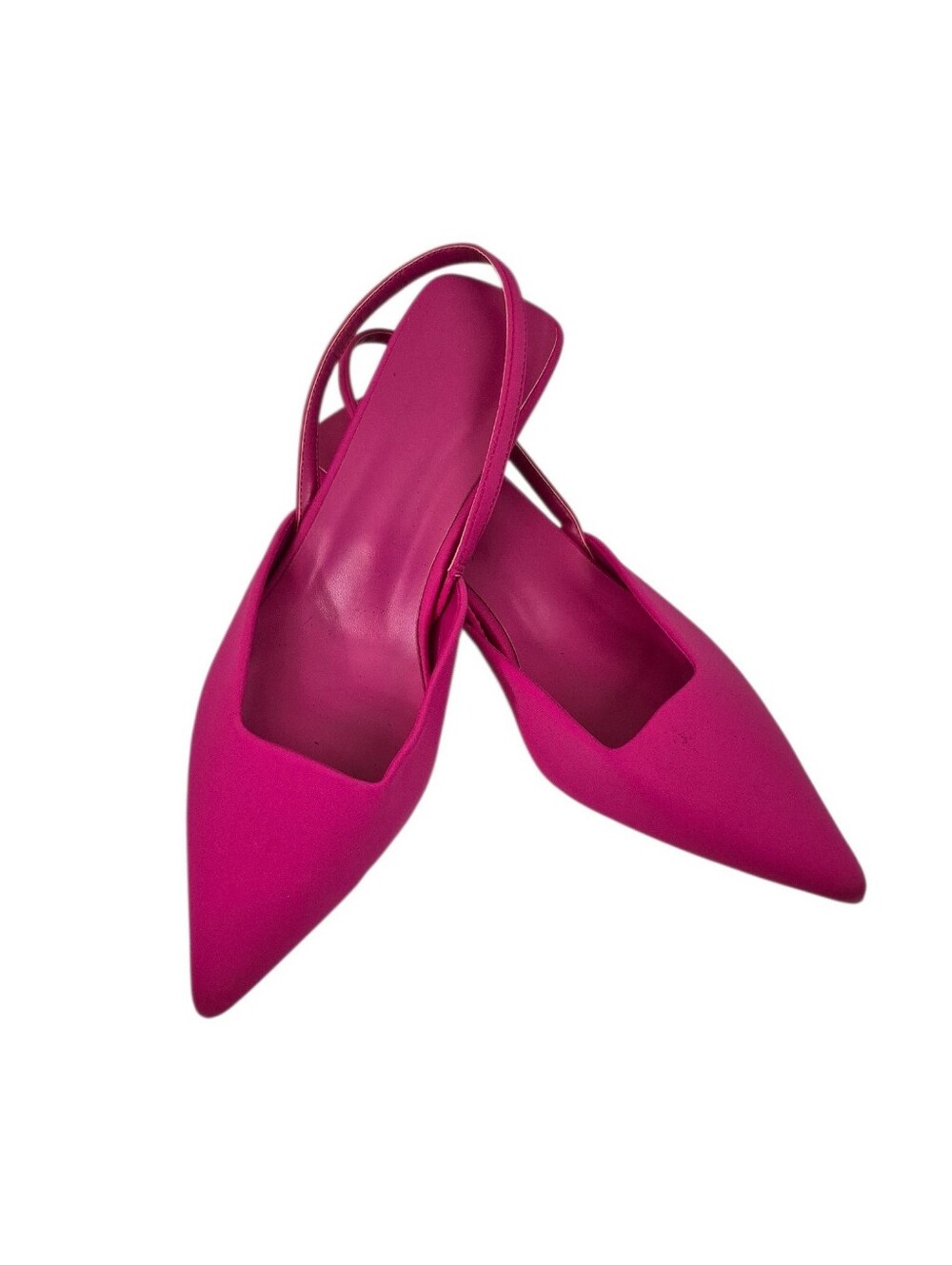 Pink Kitten Heel Slingback Pointed Toe With Elasticized Back Strap Size 9